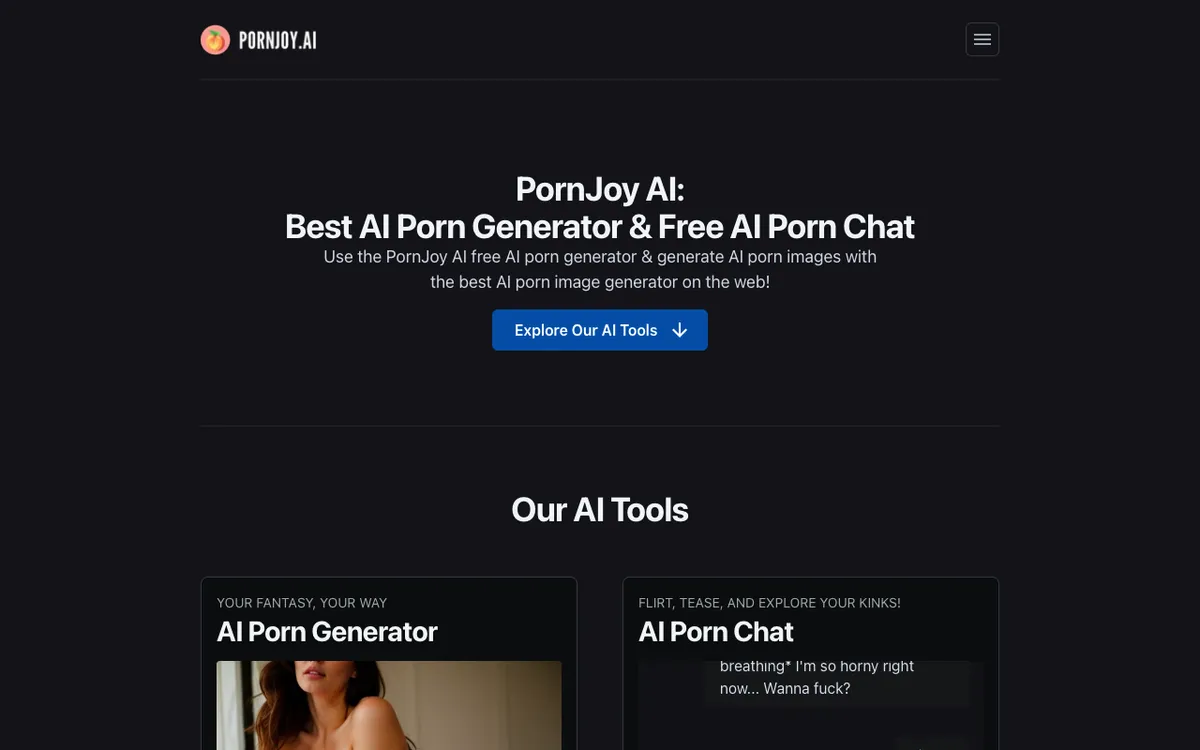 Capture d'écran de la page d'accueil de PornJoy, 3 octobre 2026